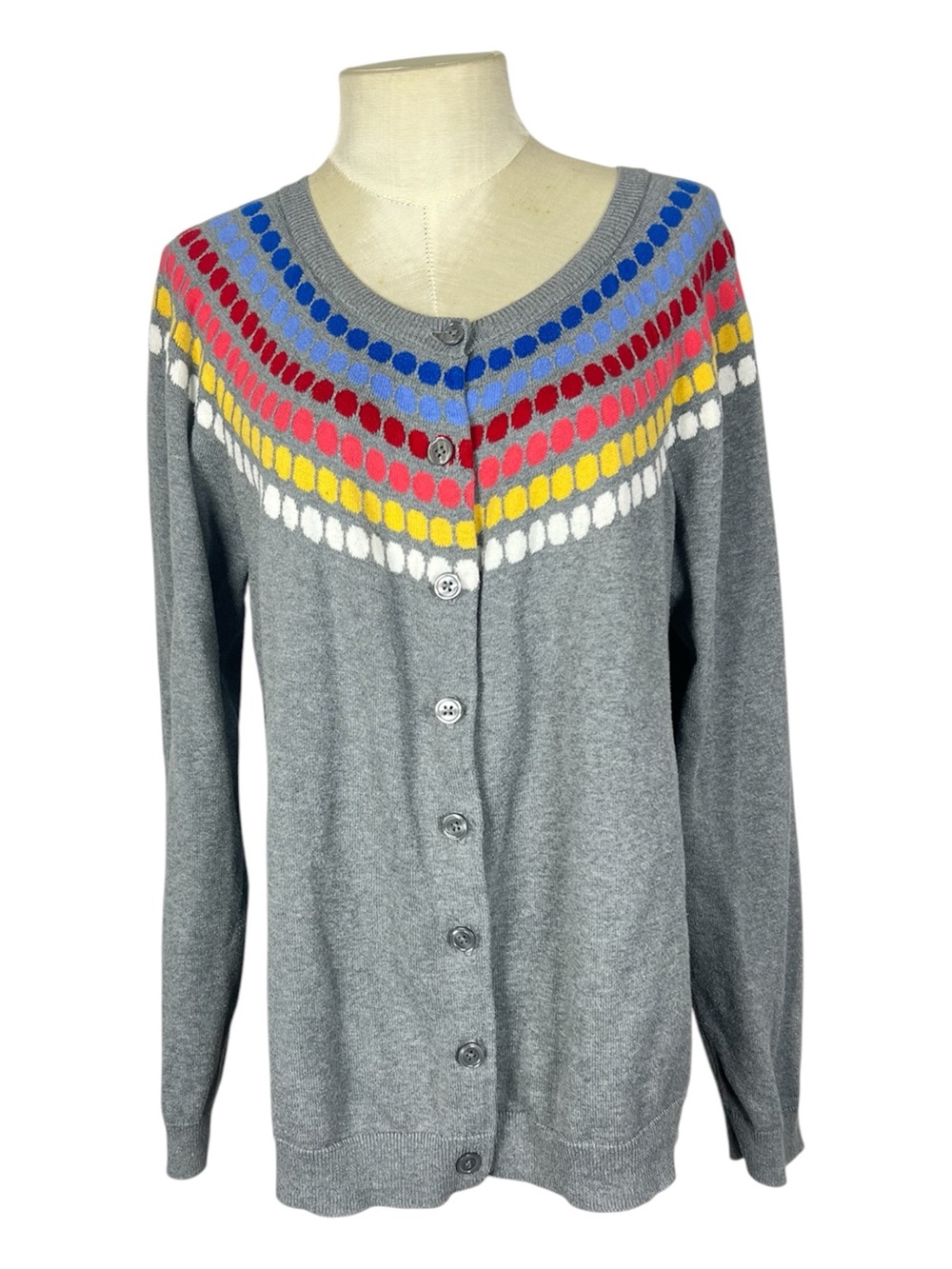 Talbots Womens Size XLP Cardigan Sweater Office Work Career Colorful Rainbow